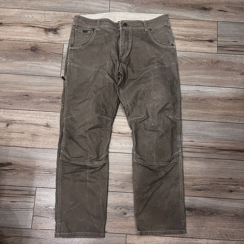 Kuhl The Law Utility Double Knee Brown Canvas Pants Vintage Patina Dye 38x32